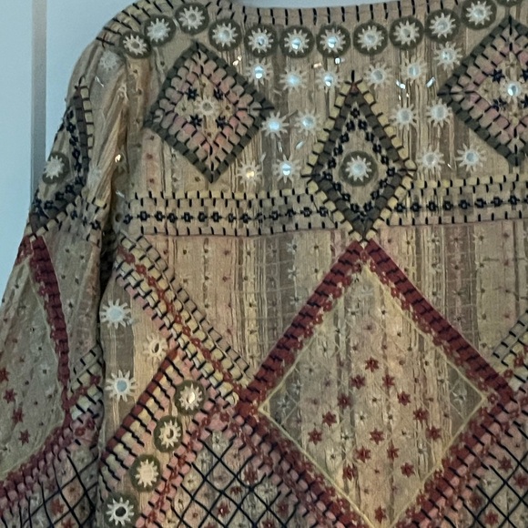 Vintage 100% cotton Indian hand embroidered mirror work bead embellished jacket - Picture 12 of 14